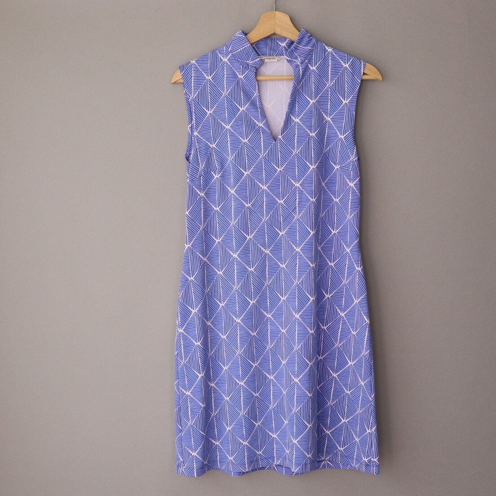 Mahi Gold Dress Size S Blue Short Geometric Tribal Striped Sleeveless